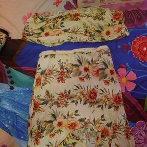 Two piece skirt and tube top set